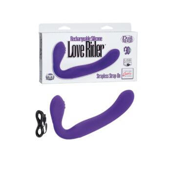 Rechargeable Silicone Love Rider Strapless Strap-On - Purple