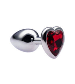 Kink - Metal Love Heart Gem Butt Plug 28mm x 70mm weight 52g