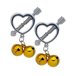 Kinki Range Heart Nipple Clamps With Bells - Kinki Range by Share Satisfaction