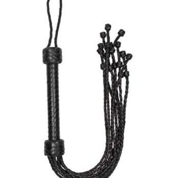 Short Leather  Braided Flogger - Black