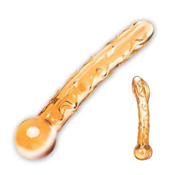 Orange Tickler Glass Dildo