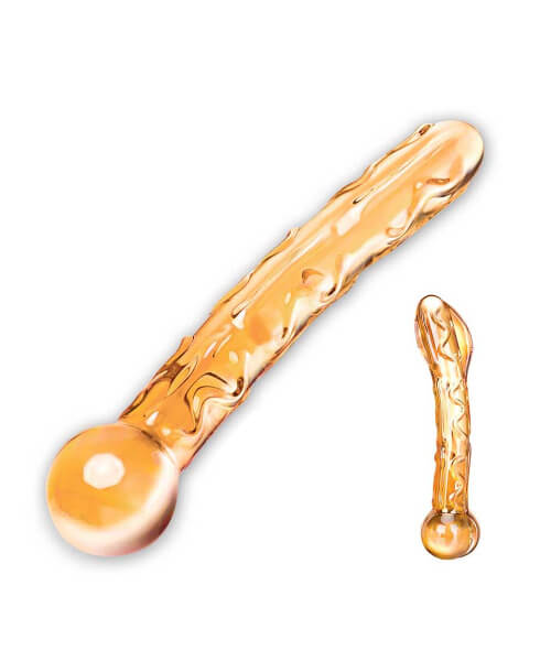 Orange Tickler Glass Dildo