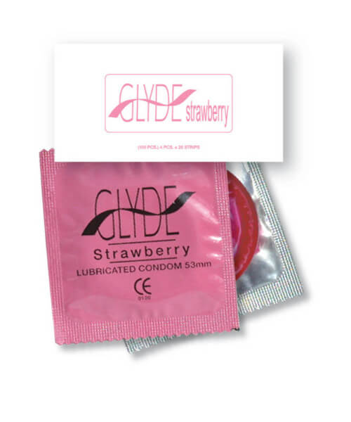 Glyde Strawberry 53mm Condom 100 Bulk