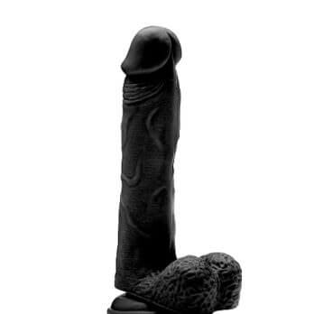 Realistic Cock - 9" - With Scrotum - Black