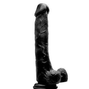 Realistic Cock - 10" - With Scrotum - Black