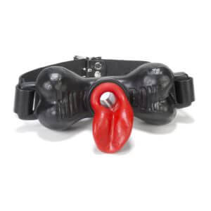 Milkbone Mouth Gag With Straps O/S Black With Red Tongue