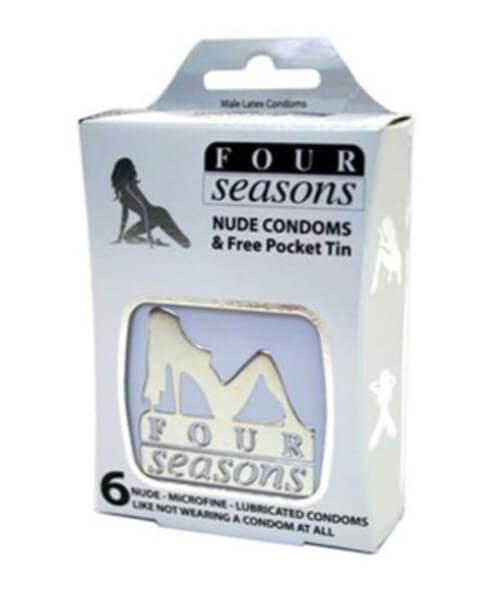 Four Seasons Nude Condoms Collectors White Tin