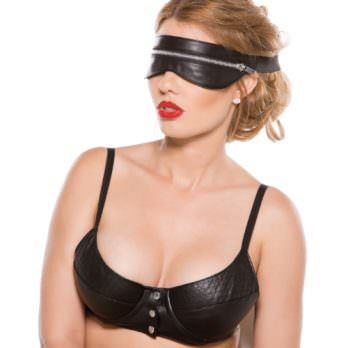 Faux Leather Zip Mask O/S