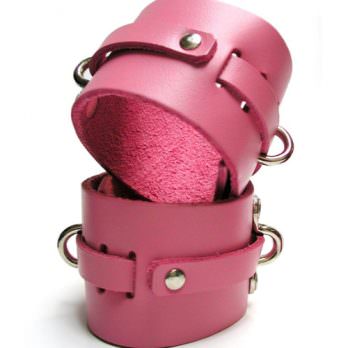 KinkLab Pink Bound Leather Ankle Cuffs