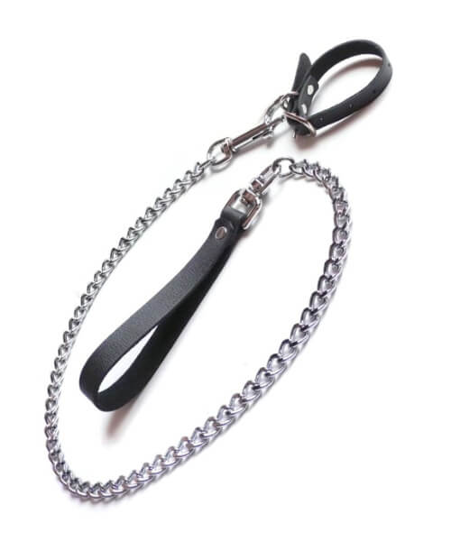 KinkLab Buckling Cock Ring and Chain Leash Set