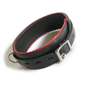 Leather-Lined Buckling Collar w/ Scalloped Edges