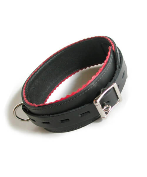 Leather-Lined Buckling Collar w/ Scalloped Edges