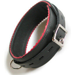 Leather-Lined Buckling Collar w/ Scalloped Edges