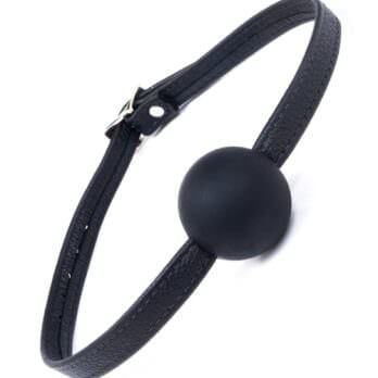 silicone ball gag with garment leather strap black 2 inch