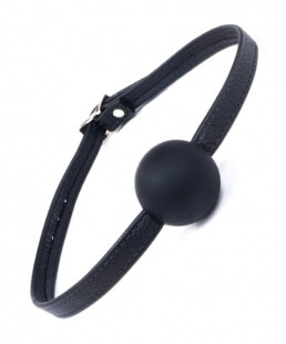 silicone ball gag with garment leather strap black 2 inch