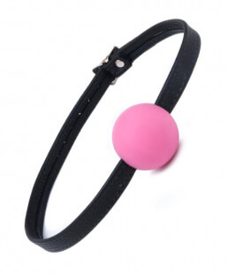 Silicone Ball Gag w/ Garment Leather Strap Pink 1 5/8"
