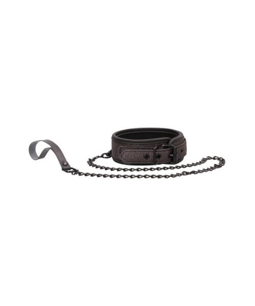 Ouch - Elegant Collar with Leash - Titanium Grey