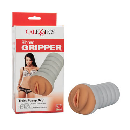 Ribbed Gripper Tight Pussy Brown