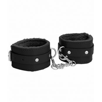 Ouch! Plush Leather Ankle Cuffs - Black