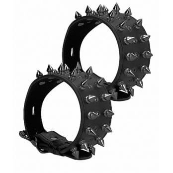 Ouch! Skulls and Bones - Ankle Cuffs with Spikes - black