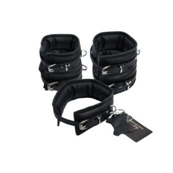 Bound X Padded Cuffs and Collar Set with Thin Strap