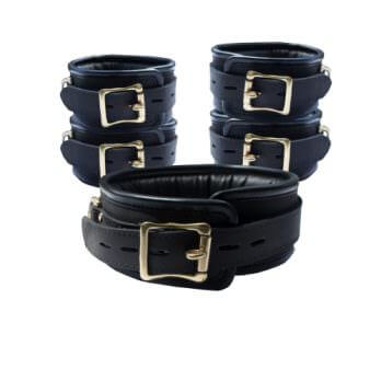 Bound X Padded Leather Cuffs and Collar Set