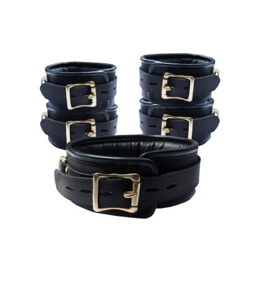 Bound X Padded Leather Cuffs and Collar Set