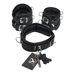 Bound X Padded Nubuck Cuffs and Collar Set