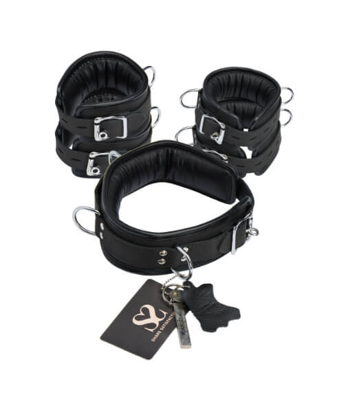 Bound X Padded Nubuck Cuffs and Collar Set