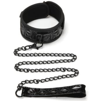 DIAMOND COLLAR AND LEASH - BLACK