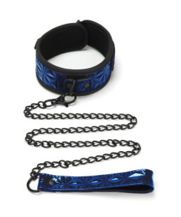 DIAMOND COLLAR AND LEASH - BLACK