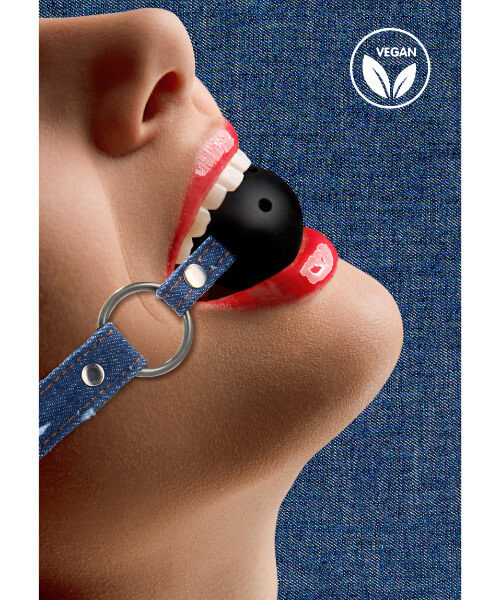 Breathable Ball Gag - With Roughend Denim Straps