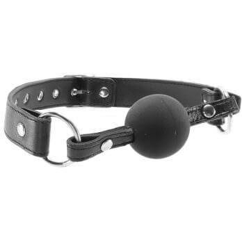 Leather Ball Gag with Black Rubber Ball