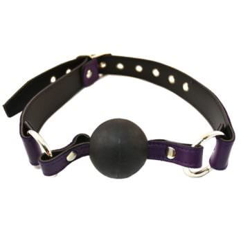 Leather Ball Gag with Black Rubber Ball