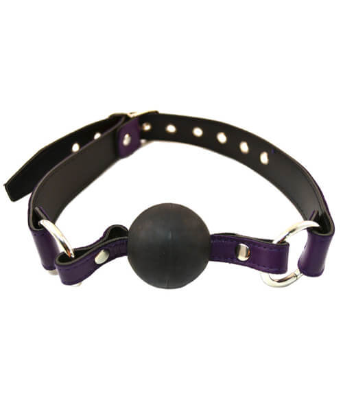 Leather Ball Gag with Black Rubber Ball