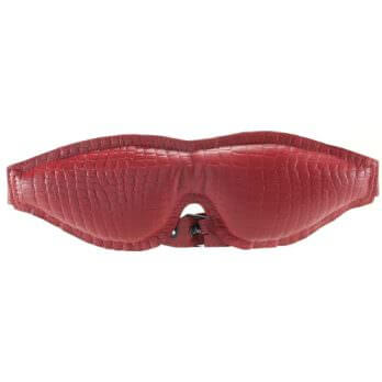 Leather Padded Blindfold Black & Burgundy Croc Print