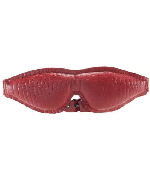 Leather Padded Blindfold Black & Burgundy Croc Print