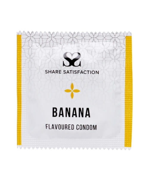 Share Satisfaction Banana Flavoured Condom Single - Share Satisfaction Condoms