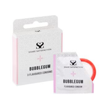 Share Satisfaction Bubblegum Flavoured Condom 3 Pack - Share Satisfaction Condoms