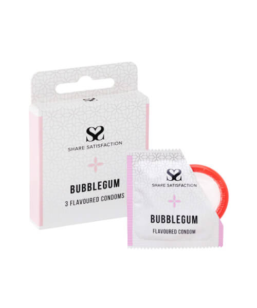 Share Satisfaction Bubblegum Flavoured Condom 3 Pack - Share Satisfaction Condoms