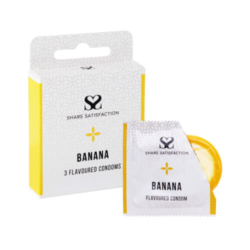 Share Satisfaction Banana Flavoured Condoms 3 Pack - Share Satisfaction Condoms