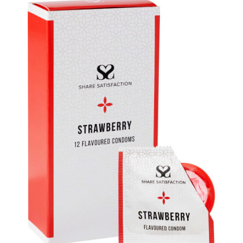 Share Satisfaction Strawberry Flavoured Condom 12 Pack - Share Satisfaction Condoms