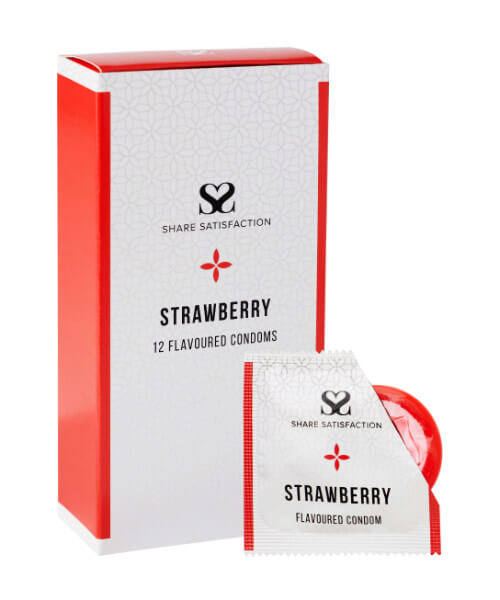 Share Satisfaction Strawberry Flavoured Condom 12 Pack - Share Satisfaction Condoms