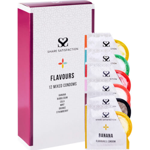 Share Satisfaction Flavoured 12 Mixed Condoms - Share Satisfaction Condoms