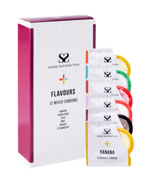 Share Satisfaction Flavoured 12 Mixed Condoms - Share Satisfaction Condoms