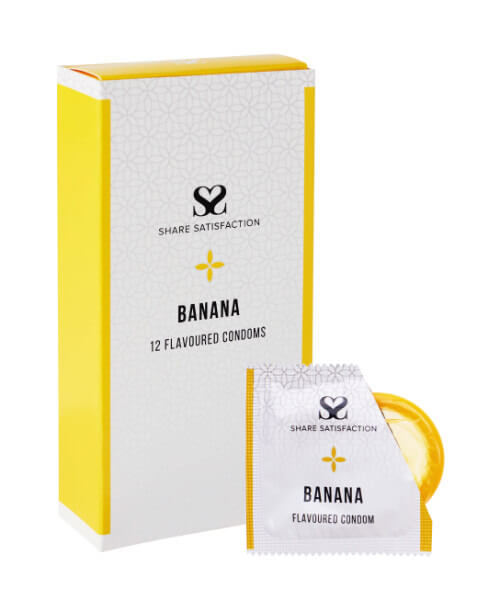 Share Satisfaction Banana Flavoured Condoms 12 Pack - Share Satisfaction Condoms