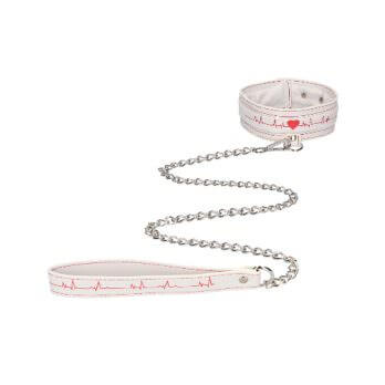 Collar With Leash - Nurse Theme - White