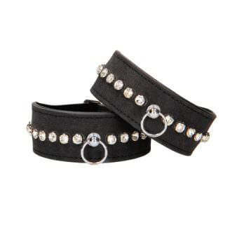 Diamond Studded Ankle Cuffs - Black