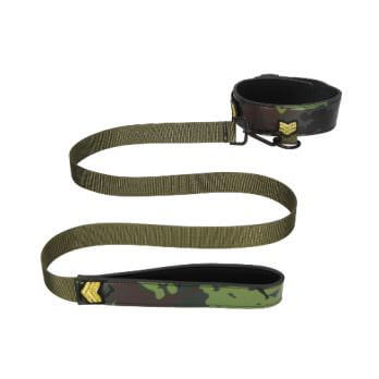 Collar With Leash - Army Theme - Green