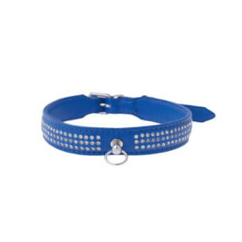 Zorba International Thin Three Row Collar With Gems - Blue leather